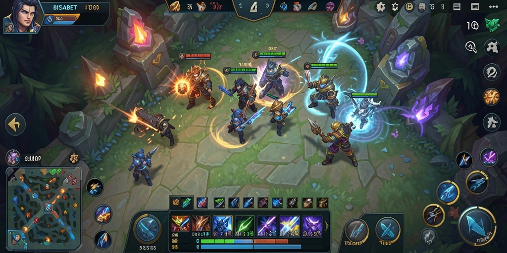 Screenshot gameplay BISABET yang menampilkan aksi seru di arena pertempuran.