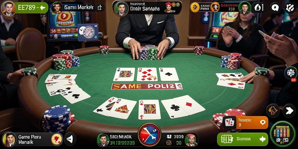 Tampilan permainan seru dalam EE789 yang menampilkan permainan Poker.