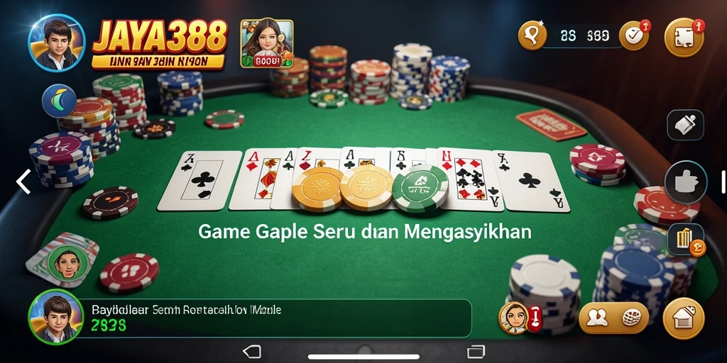 Screenshot JAYA388 menampilkan gameplay Gaple yang menarik dan interaktif.