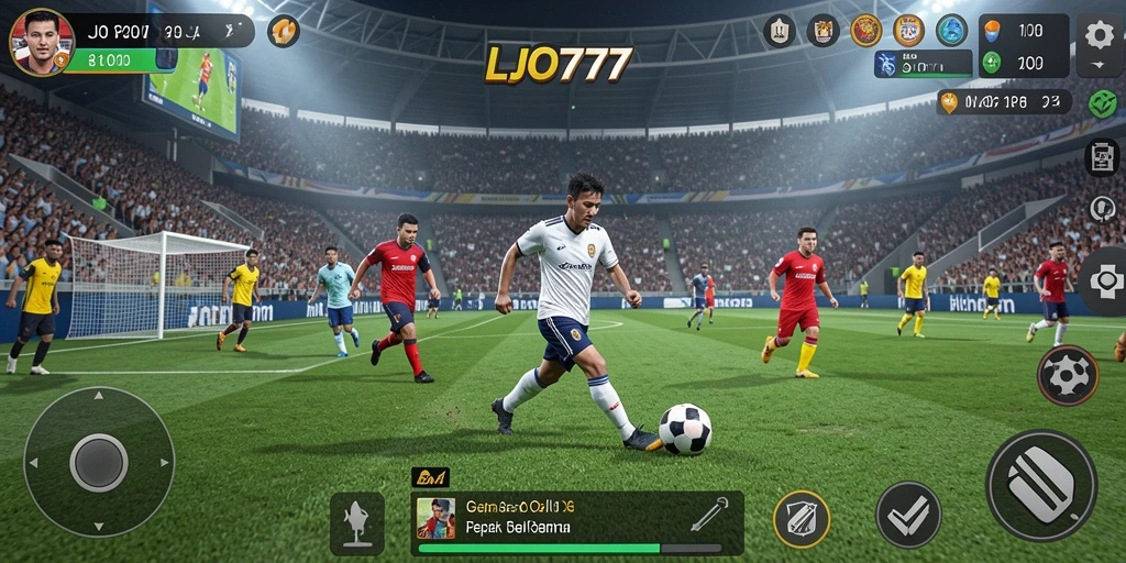 Gameplay LJO777 yang mendebarkan saat pertandingan sepak bola.